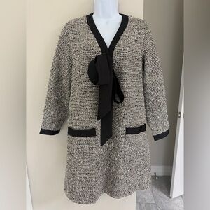 Tuckernuck Holiday Dress- Silver Coco Tweed Bow Dress Size Small